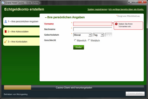 Grand Hotel Casino Installationsprozess