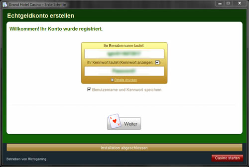 Grand Hotel Casino Installationsprozess